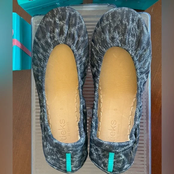 RARE black leopard TIEKS ballet flat shoes size 8 - Picture 1 of 5